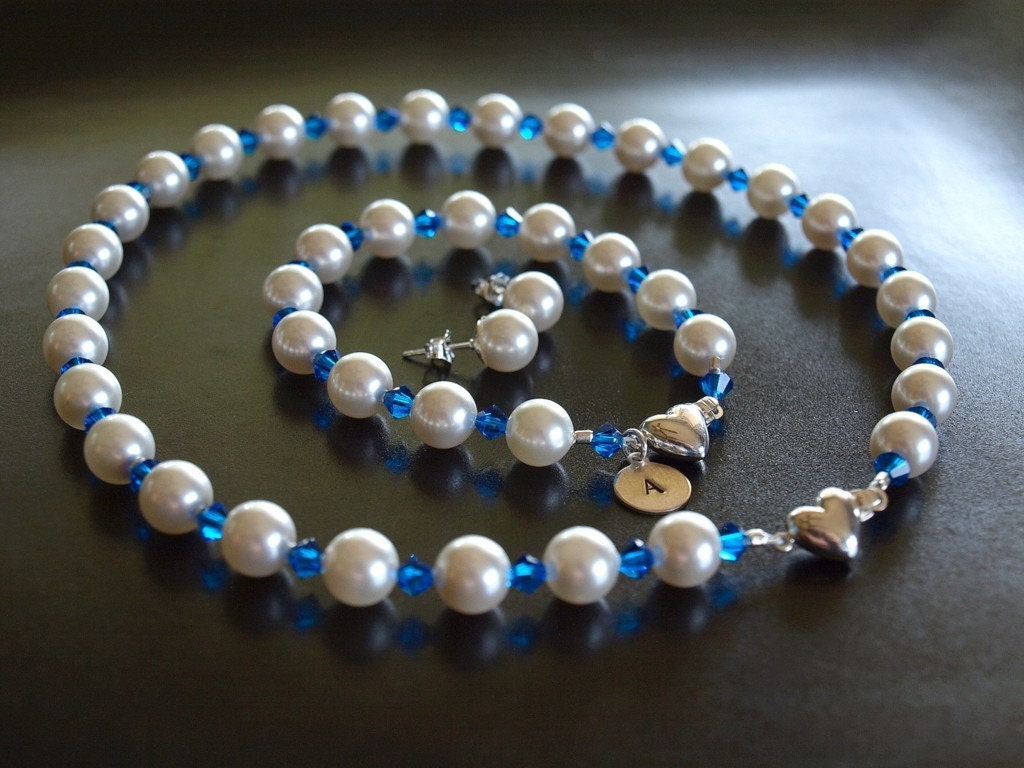 Affordable Custom Swarovski Crystal Pearl Flower Girl Bracelets