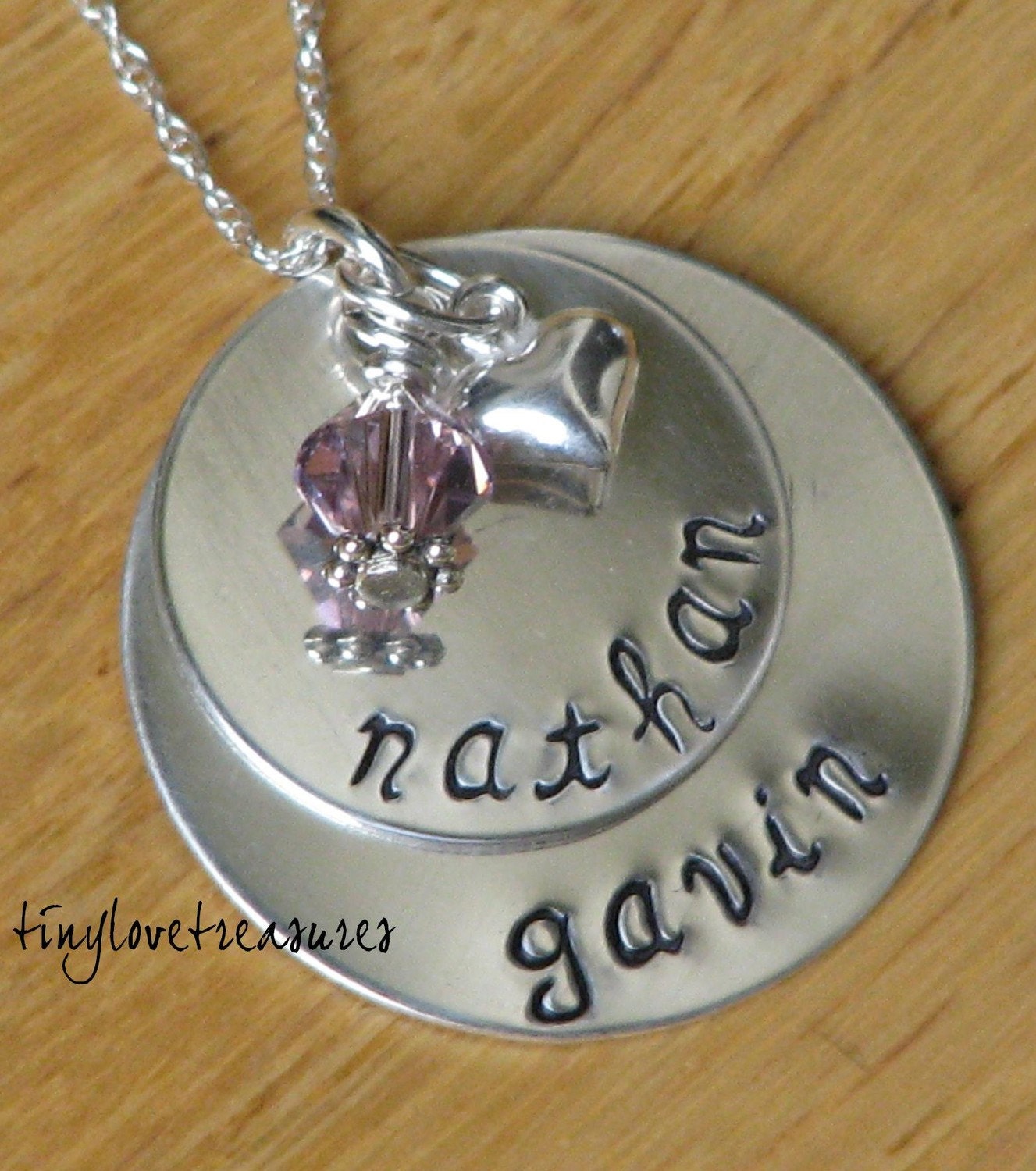 Sterling silver Double-Double, hand stamped necklace