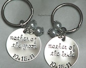 Two hand stamped sterling silver keychains - perfect for wedding gifts