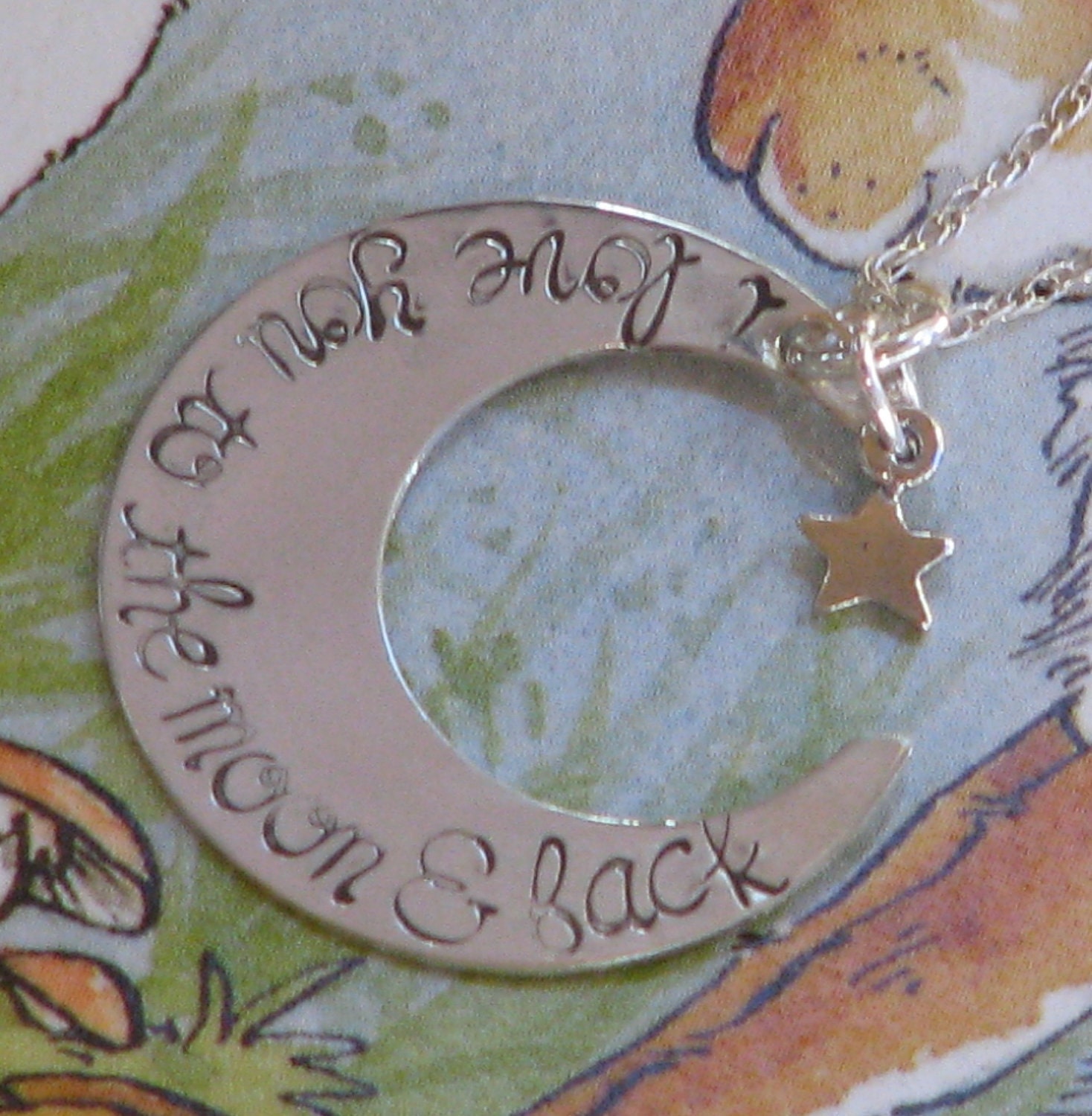 I Love You To The Moon and Back, Sterling Silver Necklace with star charm