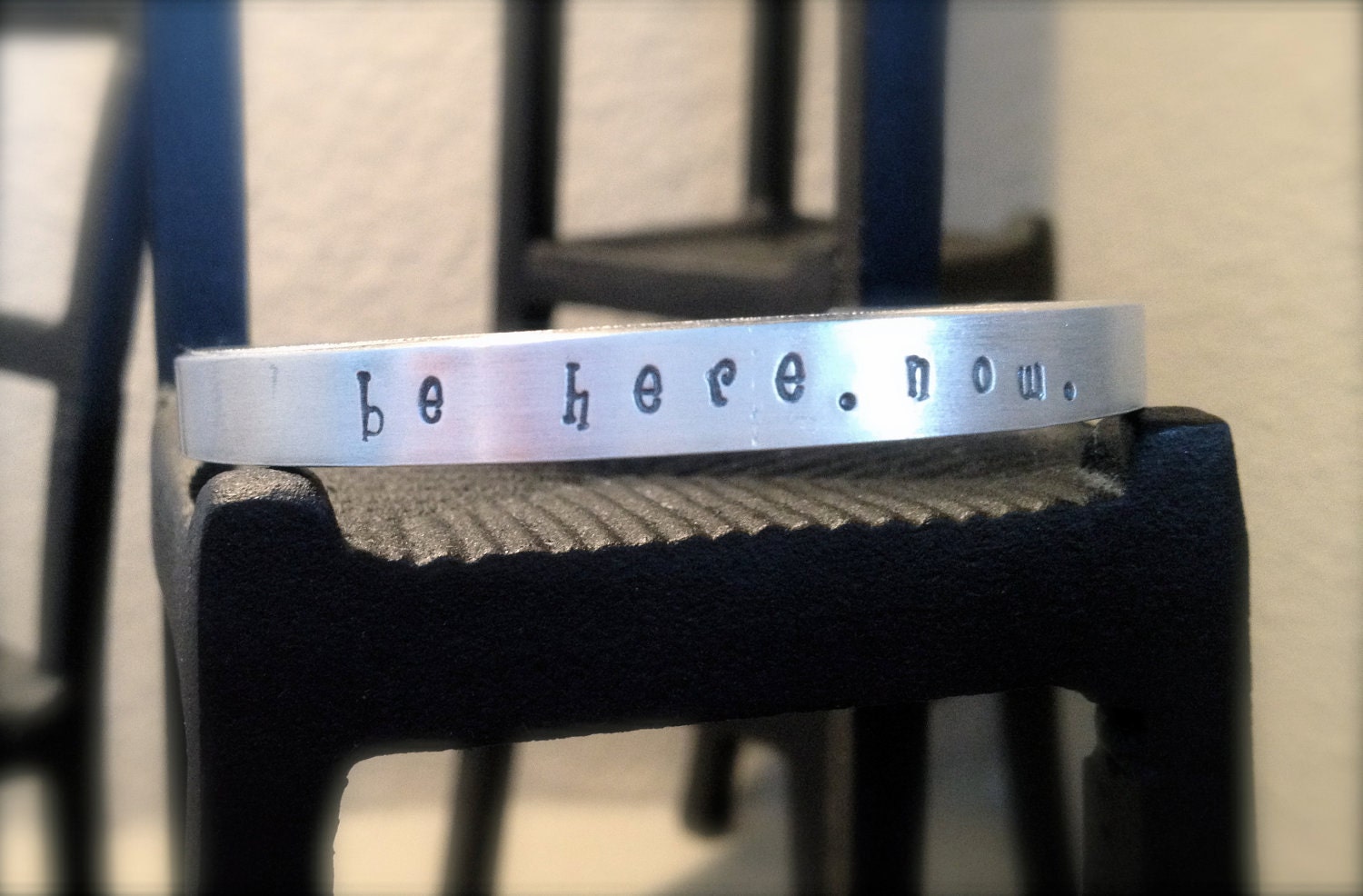 Be Here. Now. Silver Stamped Bracelet