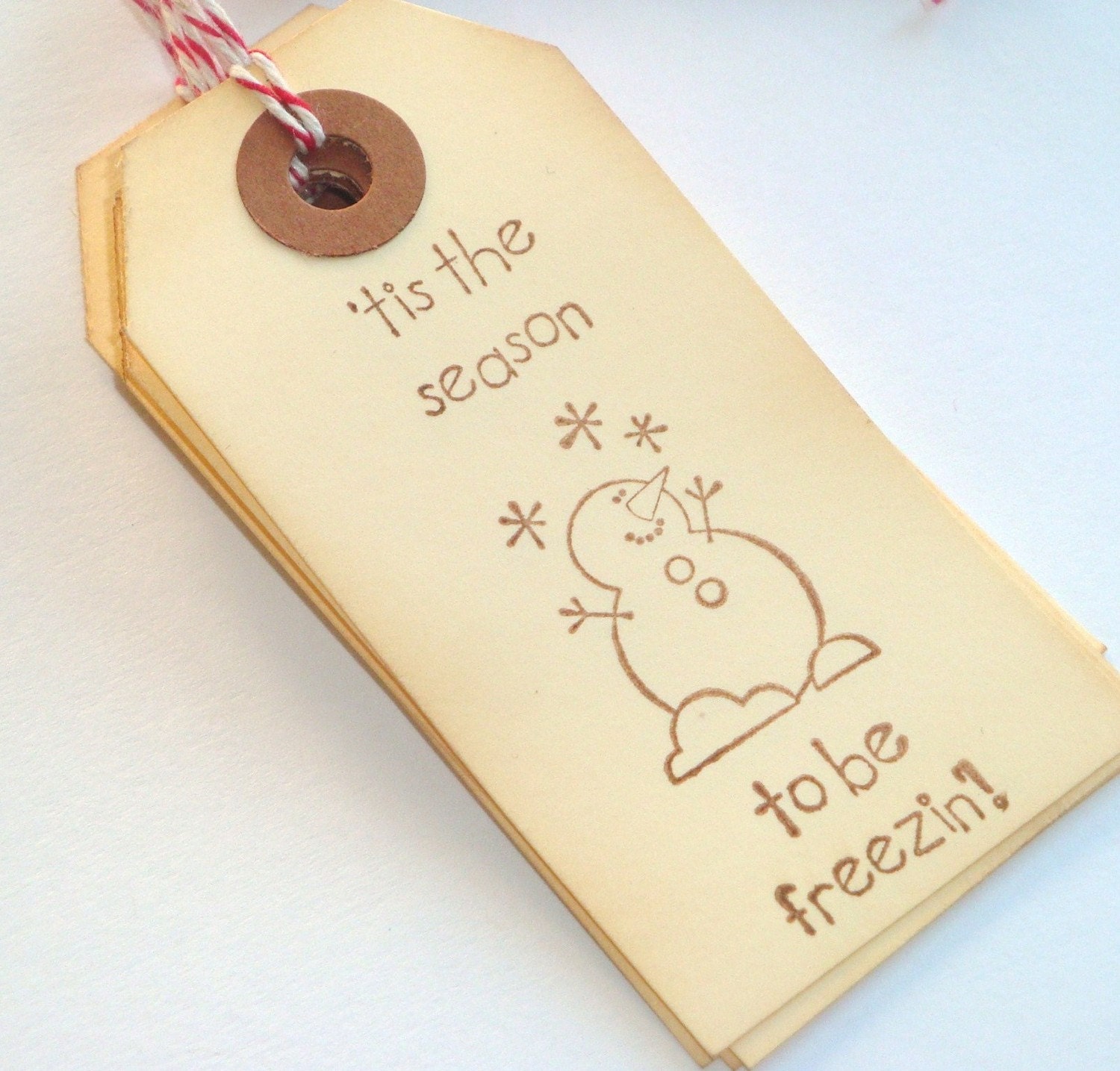 CIJ SALE Tis the Season Handstamped Tags