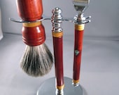 Men's shaving kit razor brush badger hair  father's day wood men's gifts groomsmen guys Personalized Gillette Mach3 steampunk CUSTOM ORDER