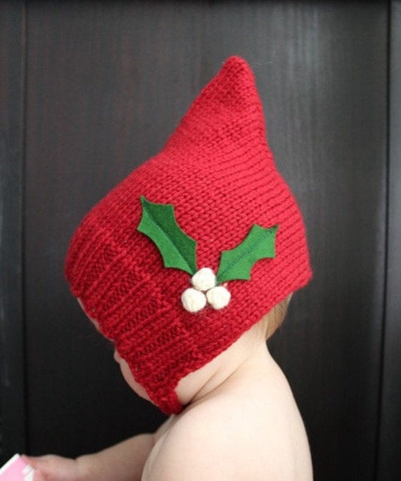 Red Holly Bobble Bonnet