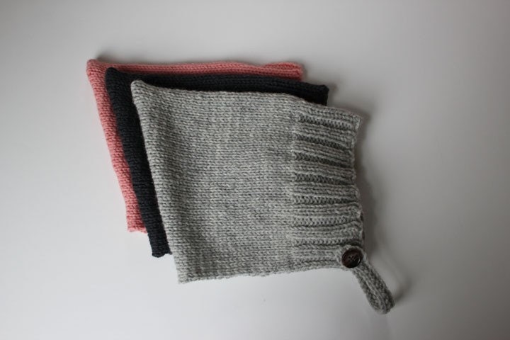 Simple Ribbed Pixie Bonnet - Heather Gray - Modern Baby or Toddler Winter Hat with Classic Vintage Style