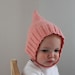 Simple Ribbed Pixie Bonnet - Pale Pink - Little Girl Vintage Inspired Knit Hat