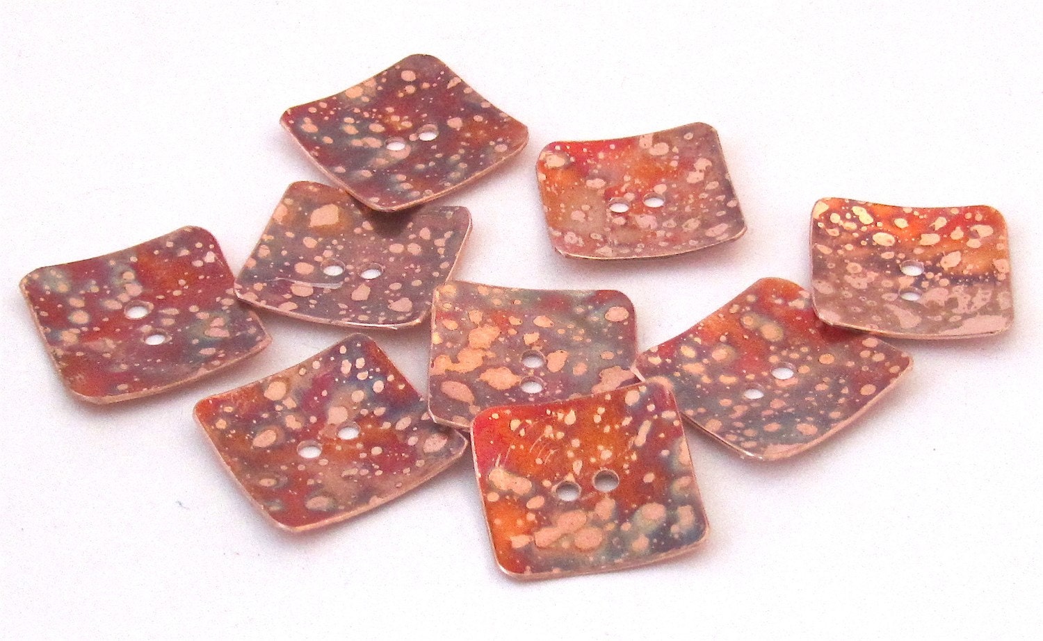 Square Buttons - Copper Buttons - 3/4" - Decorative Buttons