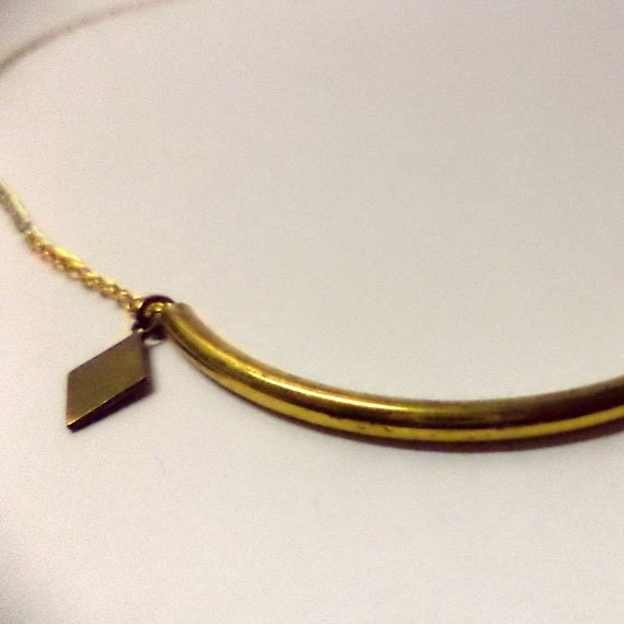 Gold Pipe and Charm Necklace