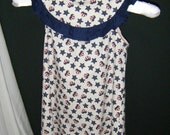 Girls cotton dress sundress in red white and blue stars and heart print 4T