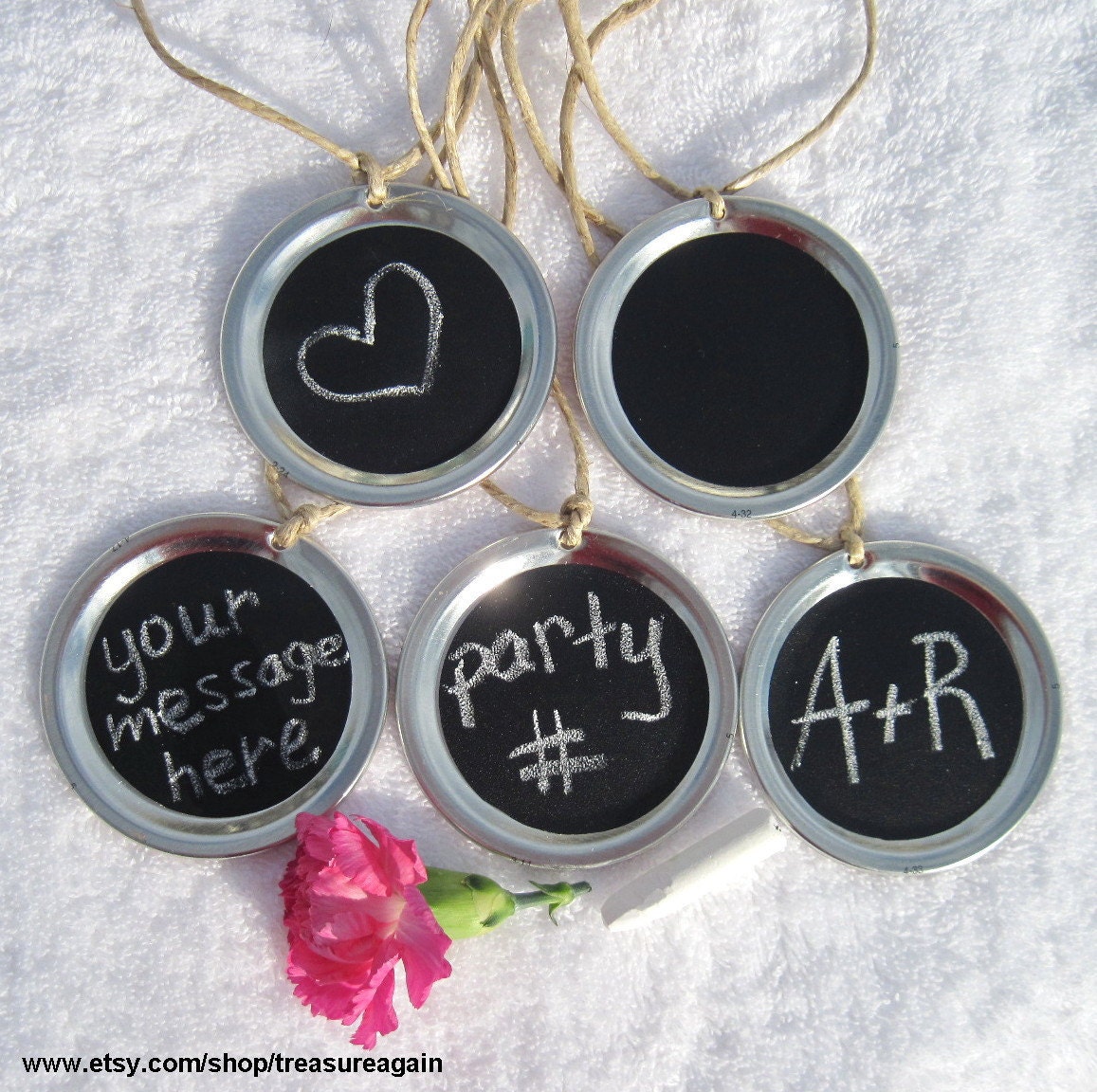 Chalkboard Wedding Table Numbers 5 Mason Jar Labels Mason Jar Wedding Party Centerpiece Handmade Upcycled Charms Only-No Jars