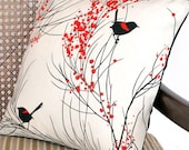 Cushion Small 'Red-backed Wren & Wattle'