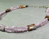 Purple Crazy Lace Agate Pillows Braided Necklace