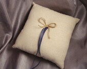 Rustic Country Chic - Organic Linen Ring Bearer Pillow. BOGO Half Offer