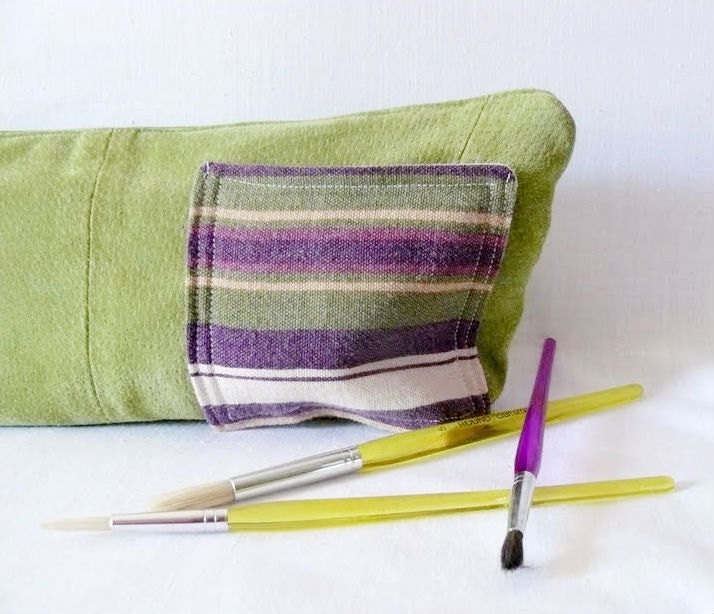 Suede leather zipper pouch // Pencil case, clutch, cosmetic bag, art supply bag