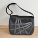Vegan BLACK MESSENGER BAG, Faux leather Large urban shoulder bag, Lap top 13" bag, every day bag with adjustable strap and zipper - Micky