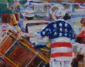 Patriotic Painting- Lady in band, original oil by Carol DeMumbrum