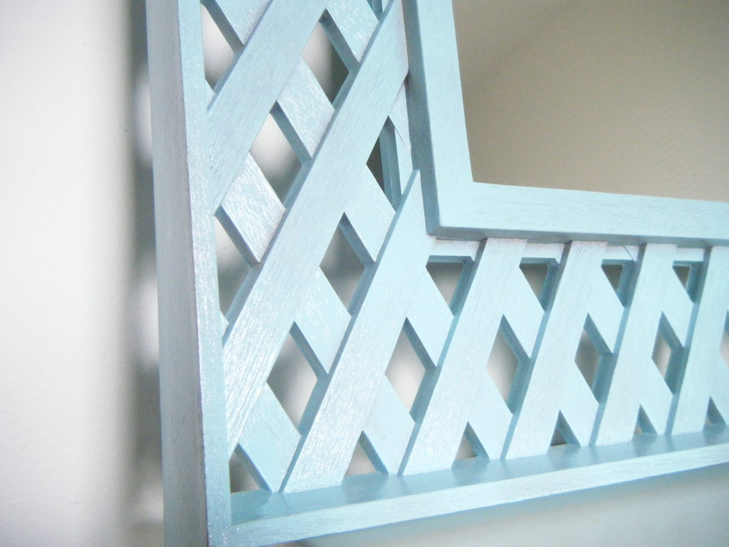 Vintage Mirror in Aqua Blue. LARGE Painted Mirror. Blue Mirror. Upcycled Home Decor. Coastal. Eco Friendly. Beach Cottage. Weathered.