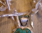 Turquoise Flaming Heart Silver 925 And Cross Pearls "All Thorned" Necklace Choker