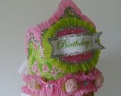 Lilly Pulitzer Sea Horse FLOATERS Pattern- Birthday Hat / Crown- customize with any saying Il_170x135