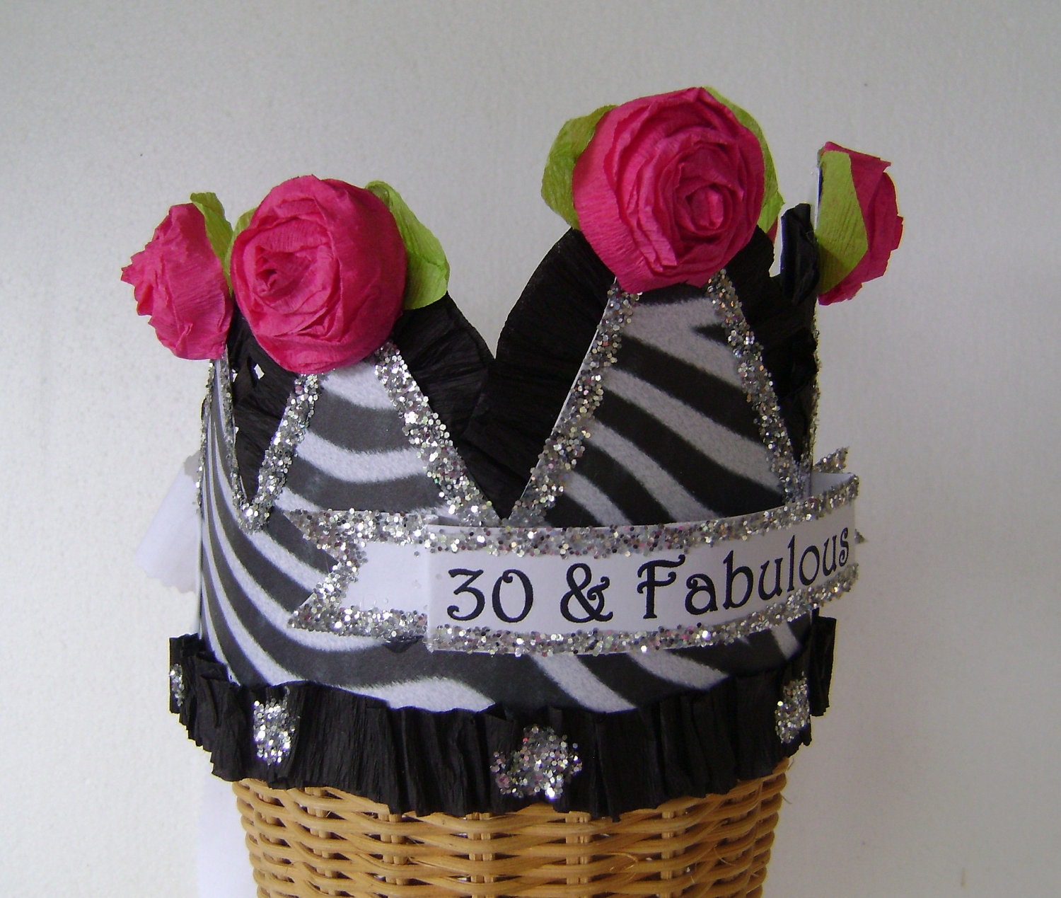 30th Birthday Hat / Crown- zebra - customize with any saying Il_170x135