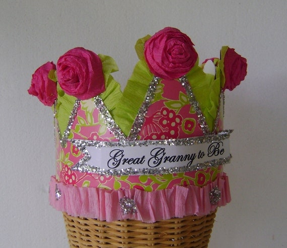 GRANDMA - GREAT GRANDMA Crown, Hat - customize - for the glamorous grandma- Baby Shower- Lilly Pulitzer Il_570xn