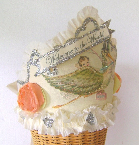 Baby Shower - New Mom Crown/Hat - Welcome To The World or customize Il_570xn