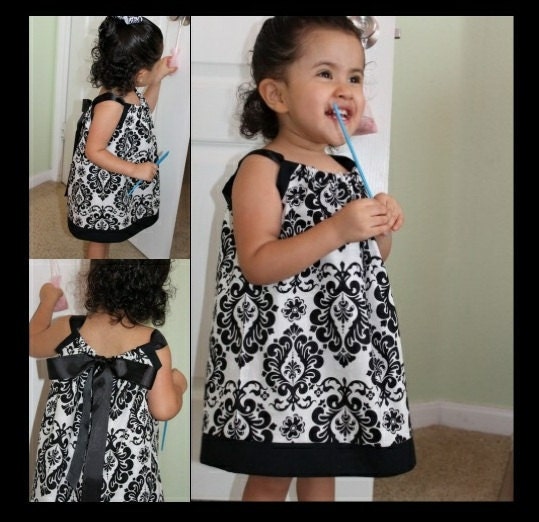 Black and White Damask Pillowcase Dress