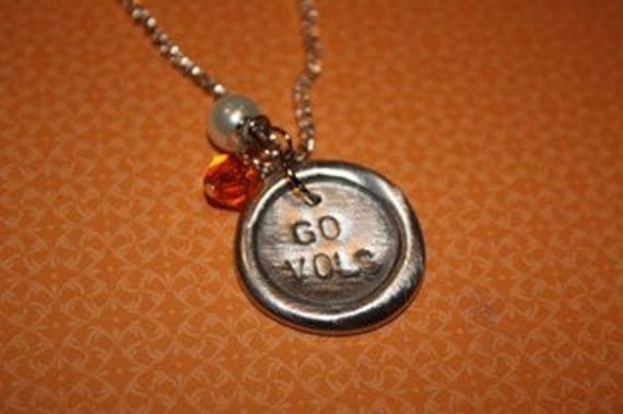 football time in Tennessee hand stamped wax seal disk necklace pendant ut vols volunteer gift college