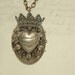Locket Necklace - Steampunk Vintage Locket Heart and Crown Handmade Necklace - Queen of Hearts Going Gaga - Brass