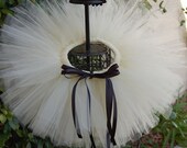 Ivory Tutu Set with Black accents-  Tutu and matching bow-  Perfect for birthdays, flower girl and special occasions
