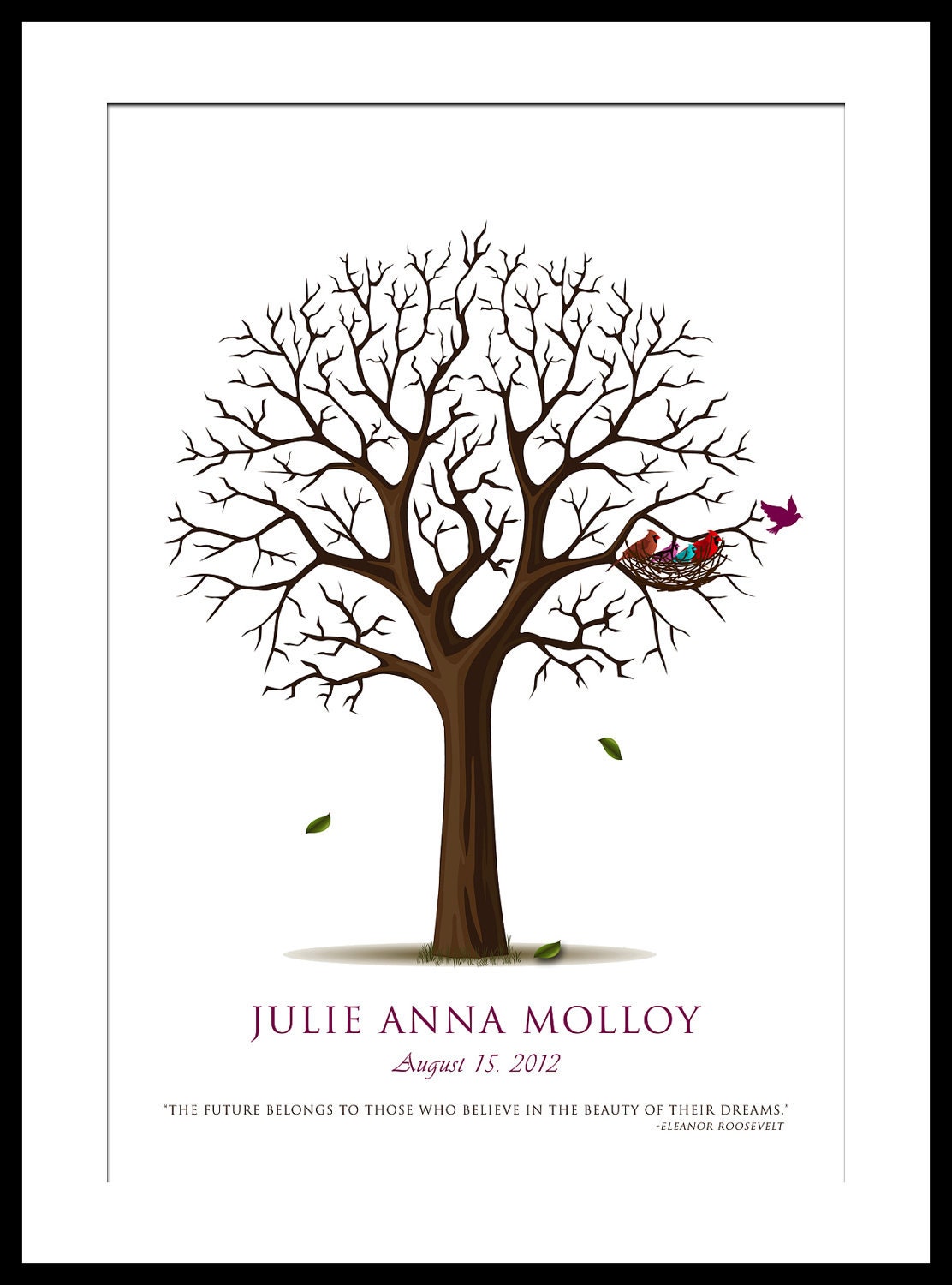 Personalized Graduation Keepsake Tree Gift with birds in nest- choose your size and font style