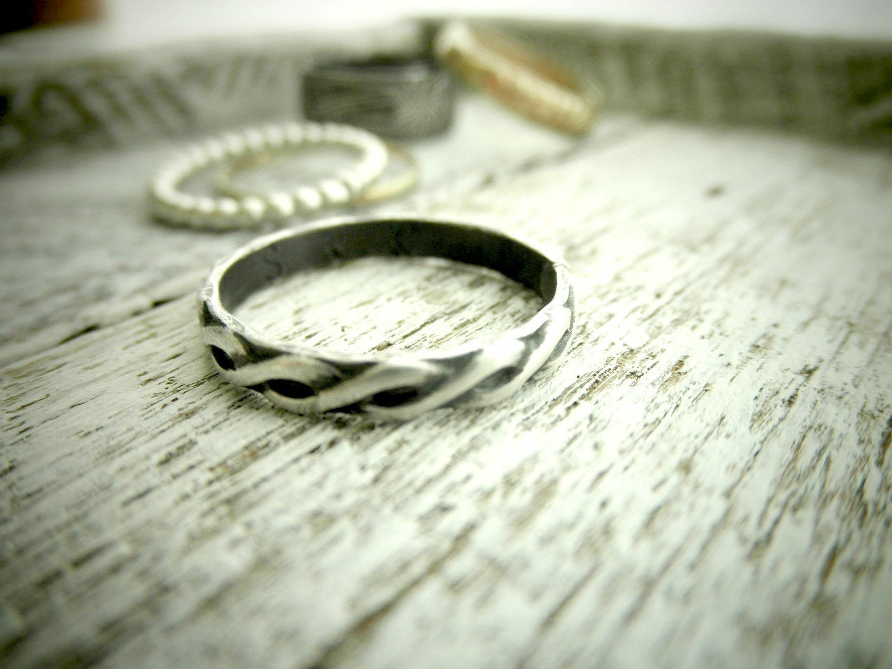 Classic Twisted Vine/Braid Pattern Ring w Secret Message- Personalized Silver Ring