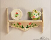 White Shelves with Pictures and Accessories 1/12TH scale Dollhouse Miniature Shabby Chic Vintage French Style Home Decor