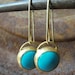 Blue Turquoise Earrings, Gold Earrings, 22k Gold & Turquoise Earrings