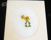 SunFlower Blank Card in Silk Ribbon Embroidery