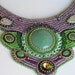 Bead embroidered necklace "Gardens Baroness Beatrice" green lilac