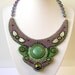 Bead embroidered necklace "Gardens Baroness Beatrice" green lilac
