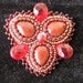 Brooch red jasper embroidery OOAK "Autumn"
