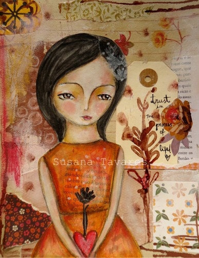 Trust - fine art print mixed media art 8 x 10"