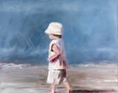 original art work oil painting canvas wall art home decor baby boy in white hat beach house wall art nursery decor