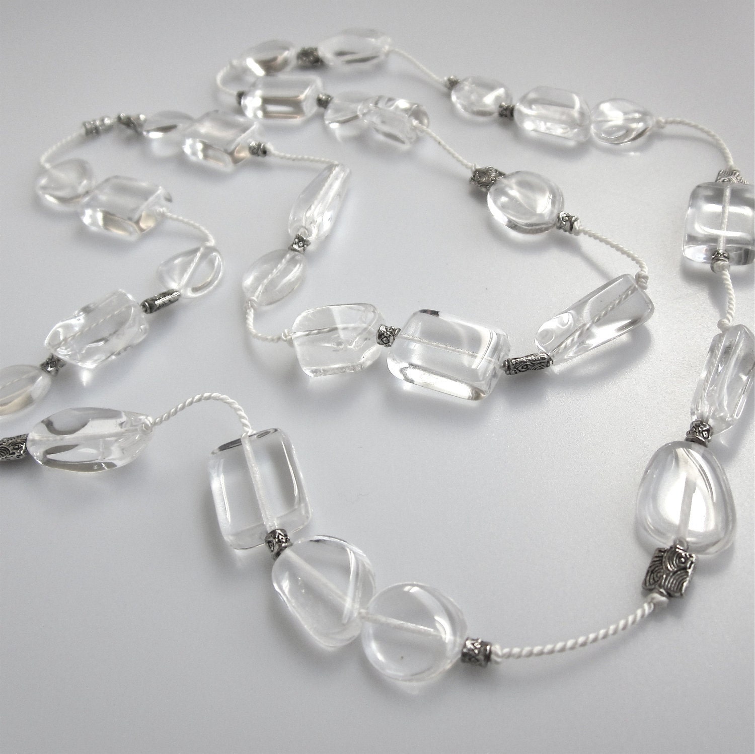 resin and silver on white silk - the kaori necklace