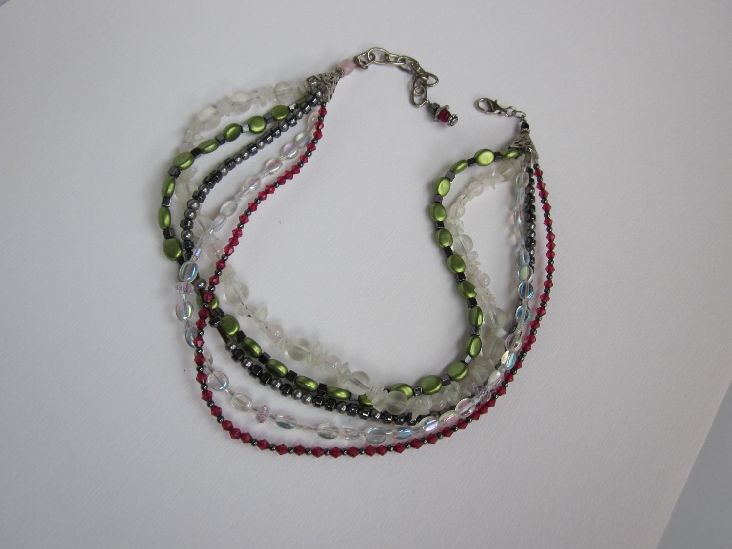 red black green white multi-strand - the kadira necklace