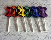 Rainbow Colored Deluxe Corset  Cupcake Toppers