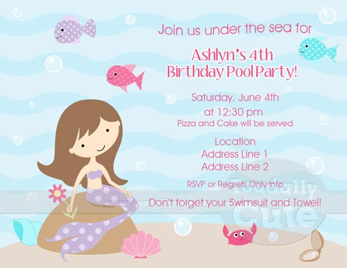 Sweet Mermaids, Invitation, personalized set of 12 Il_570xn