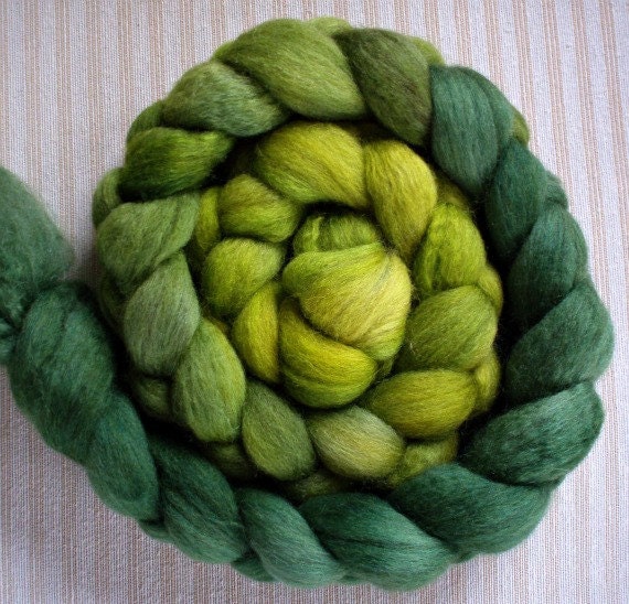 BFL/Silk Combed Top 4 Oz. "Green Flash Gradient"