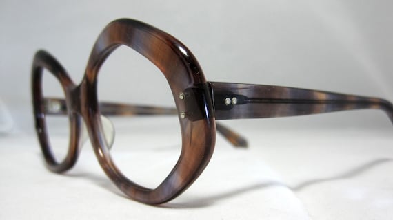 Vintage 60s Mod Eyeglasses Frames. Brown and Purple