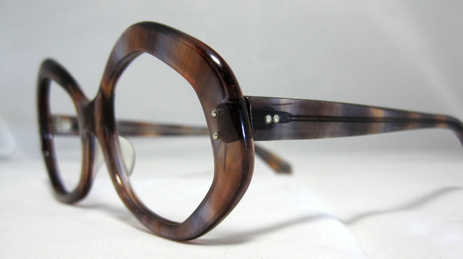 Vintage 60s Mod Eyeglasses Frames. Brown and Purple