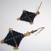 Hand Beaded God's Eye Square Earrings (Black and Yellow Glass)