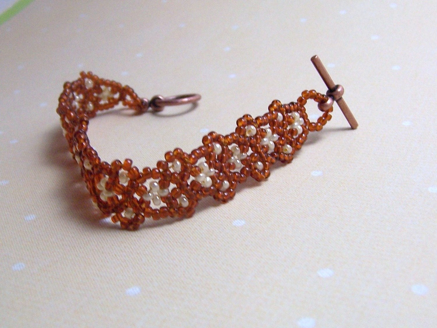 Hand Beaded Root Beer Float Bracelet