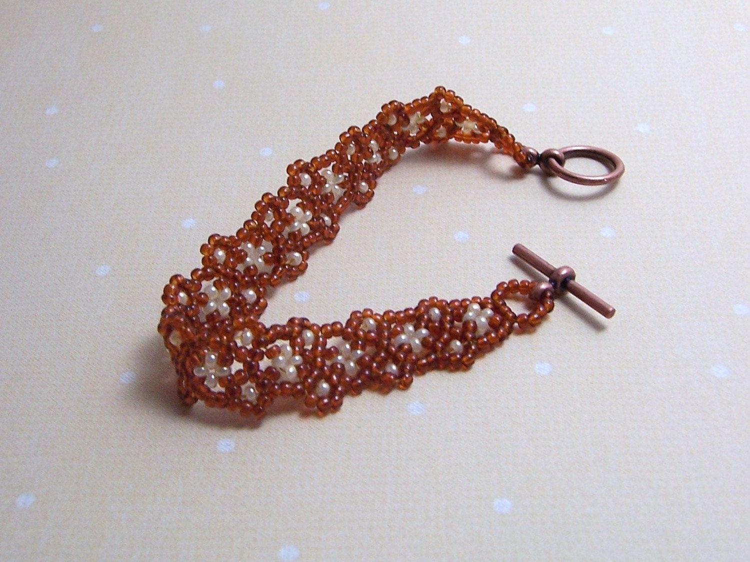 Hand Beaded Root Beer Float Bracelet